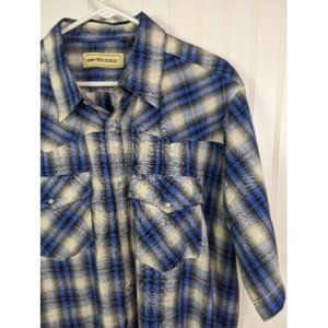 Bit & Bridle Button Front Mens 2x Plaid Flannel Pearl Snap Preppy Western Cowboy